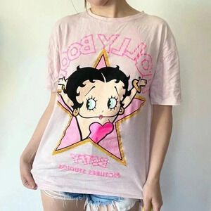 Zara Betty Boop Pink Tshirt Graphic Tee Classic Cartoon Retro Tshirt Black Small